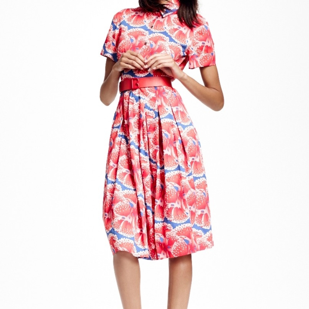 Floral Red and Blue Dress